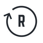 a logo of a black circle with a letter and arrow